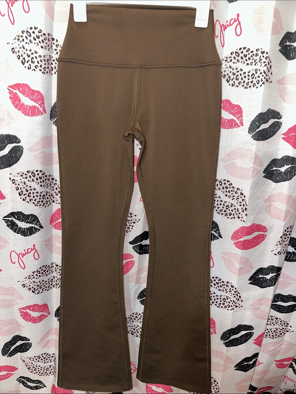 Women High-Waist Brown Flared Leggings